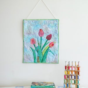 Handmade fiber art/quilting/tulips-customized products image 1