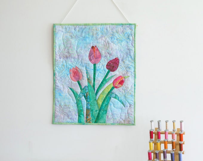 Handmade fiber art/quilting/--tulips-customized products