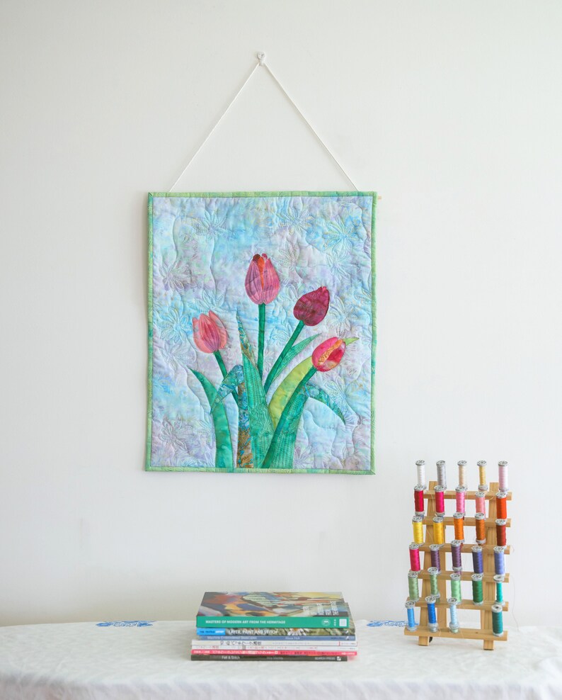 Handmade fiber art/quilting/tulips-customized products image 1