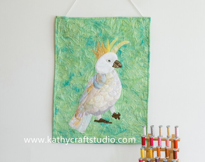 Sewing pattern for intermediate level—Australian white cockatoo art quilt/applique method— PDF instant download