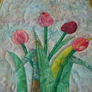 Handmade fiber art/quilting/tulips-customized products image 5