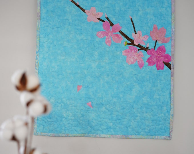 Handmade fiber art/quilting/--cherry blossom--home decoration--textile art