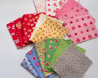 Quilting fabrics set- assortment of mix colour fat 1/16th bundle - 18pieces