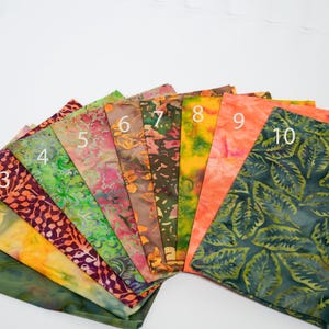 Mossy Autumn Batik Fat Eighth Bundle or Half Yard, 100% Cotton, Appliqué Material