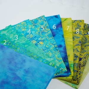 10pcs Batik Bundle 1/8th or Half Yard Single Color, Patchwork Material