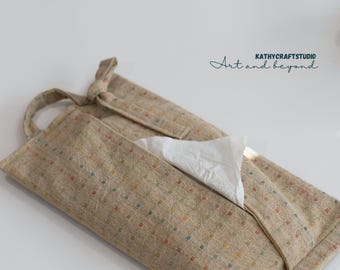 Handmade sewing gift || Japanese Kasuri Cotton Fabric Tissue Pouch || Two way hanging tissue cover || Handmade in Sydney