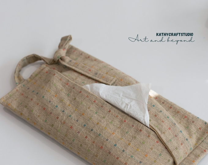 Handmade sewing gift || Japanese Kasuri Cotton Fabric Tissue Pouch || Two way hanging tissue cover || Handmade in Sydney