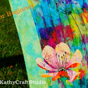 Sewing Pattern for beginner--Wall art/Art quilt/Fiber art/new watercolor quilt design-- PDF Instant download