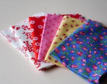 Quilting fabrics set- assortment of mix colour fat 1/8th bundle - 6pieces