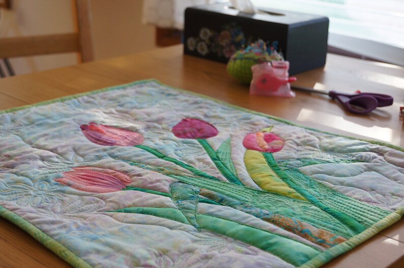 Handmade fiber art/quilting/tulips-customized products image 4