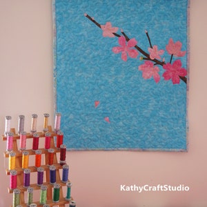 Handmade fiber art/quilting/cherry blossomhome decorationtextile art image 6