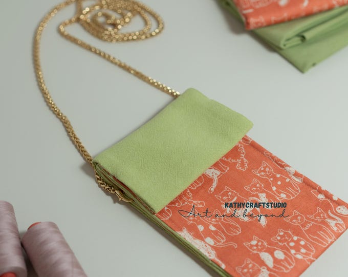 Minimalist Linen Crossbody Phone Pouch- Handmade for iphone/ Samsung