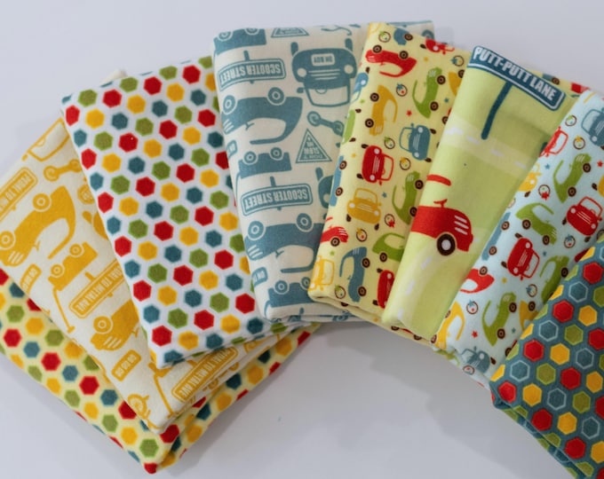 8 pieces fat quarter flannel fabric bundle || patchwork || Riley Blake company || rag quilt project diy
