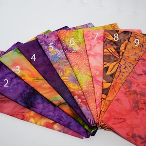 Tela de algodón 100% para acolchado, modelo Sunset Ember Batik, en paquetes de 80 x 100 cm (o medio metro).