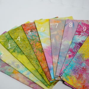 Candy Rainbow Batik Fat Eighth Bundle or Half Yard, 100% Cotton Patchwork Fabric, BTK1703