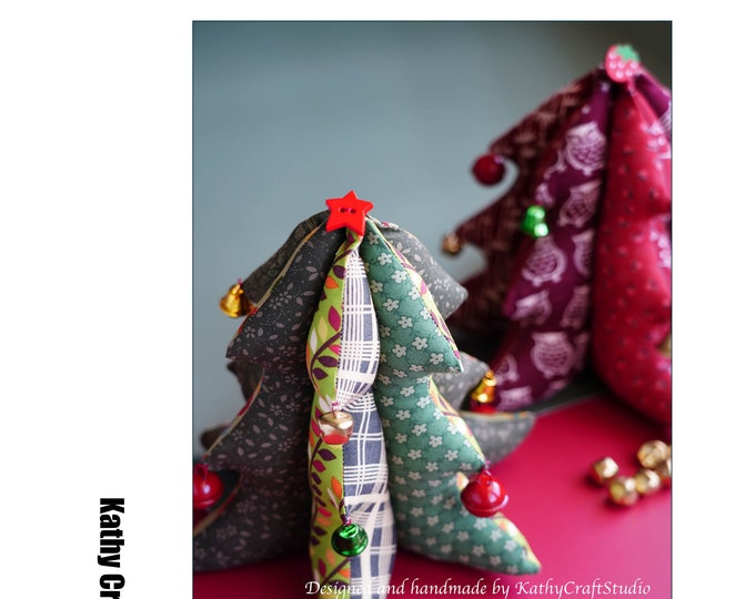 Sewing Pattern for beginner--Fabric 3D Patchwork Christmas Tree -- PDF Instant download