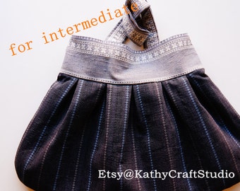 Sewing pattern for intermediate level--Pleated shoulder bag--PDF Instant download