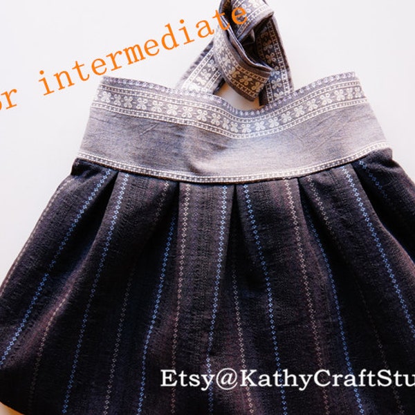 Sewing pattern for intermediate level--Pleated shoulder bag--PDF Instant download