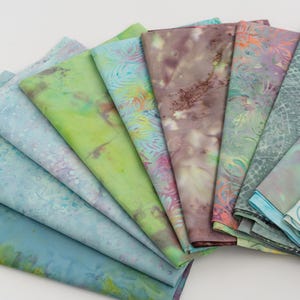 Fat Eighth Bali Assortment of Bundle - 10 Different Pieces - Hand Dyed Bali Batik Cotton Quilt Fabric