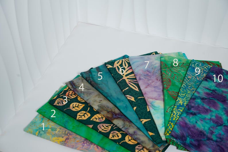 Rainforest Symphony Batik Fat Eighth Bundle or Half Yard, 100% Cotton, Applique Material image 1