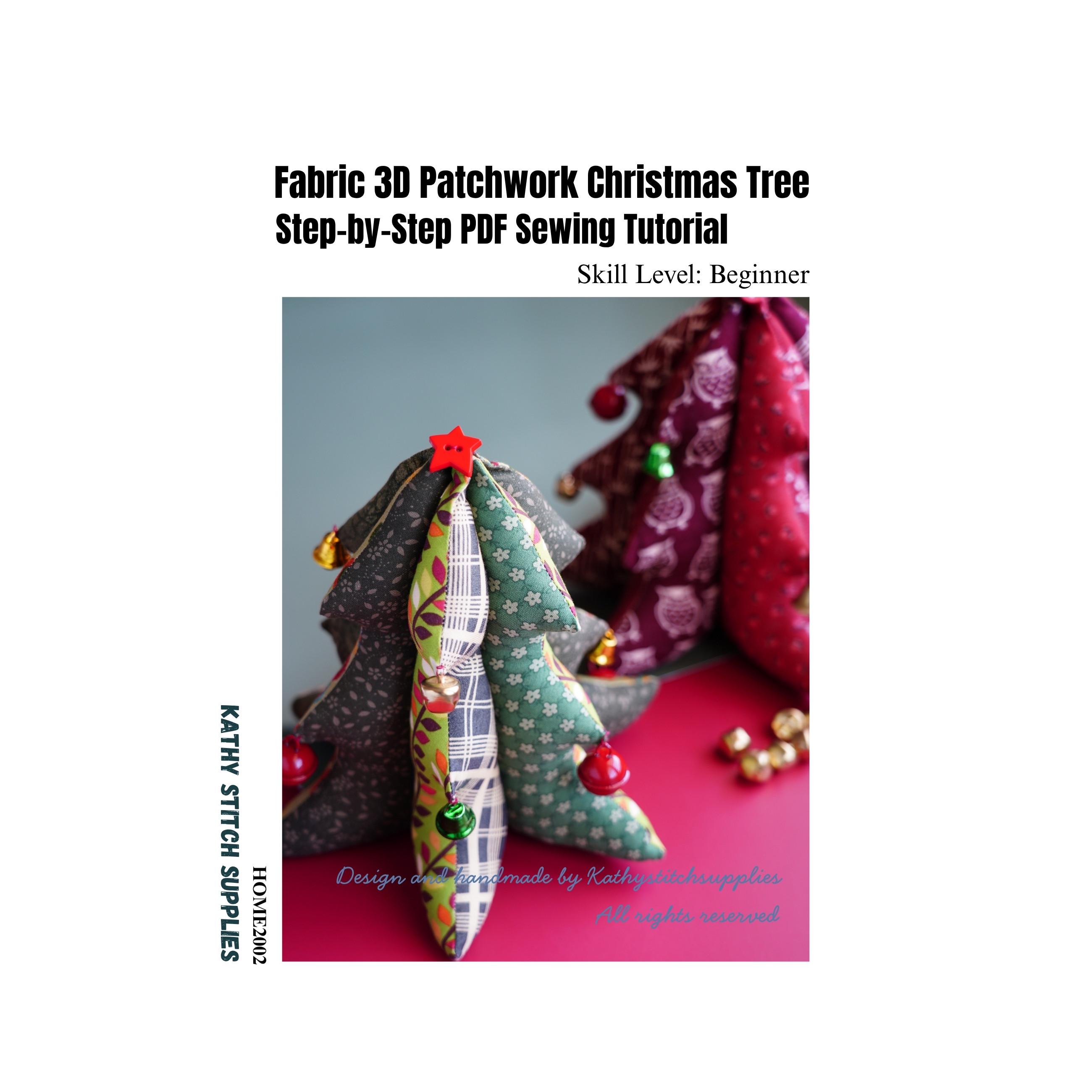 布地パッチワークのクリスマスツリーのPDF、オーナメントの縫製