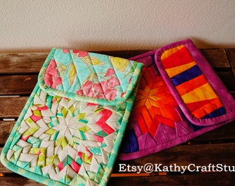 Handmade padded ipad mini case, kindle case, tablet case