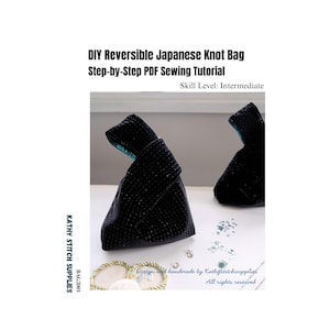 Japanese Knot Bag PDF, Intermediate Level, Reversible Design, Printable Pattern