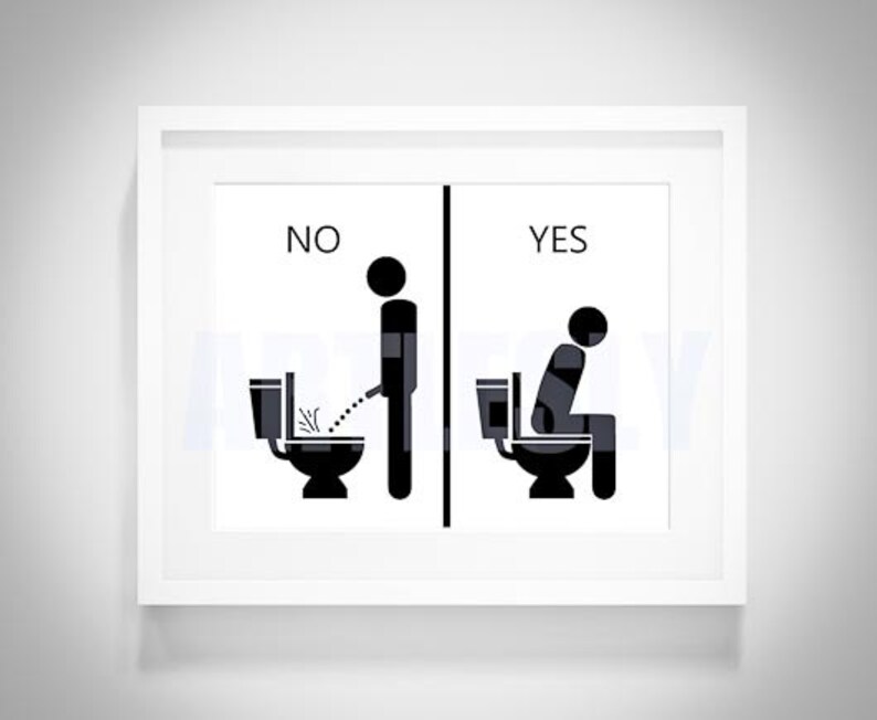 No and Yes Bathroom Signs Digital Download Pee Sign Art Etsy