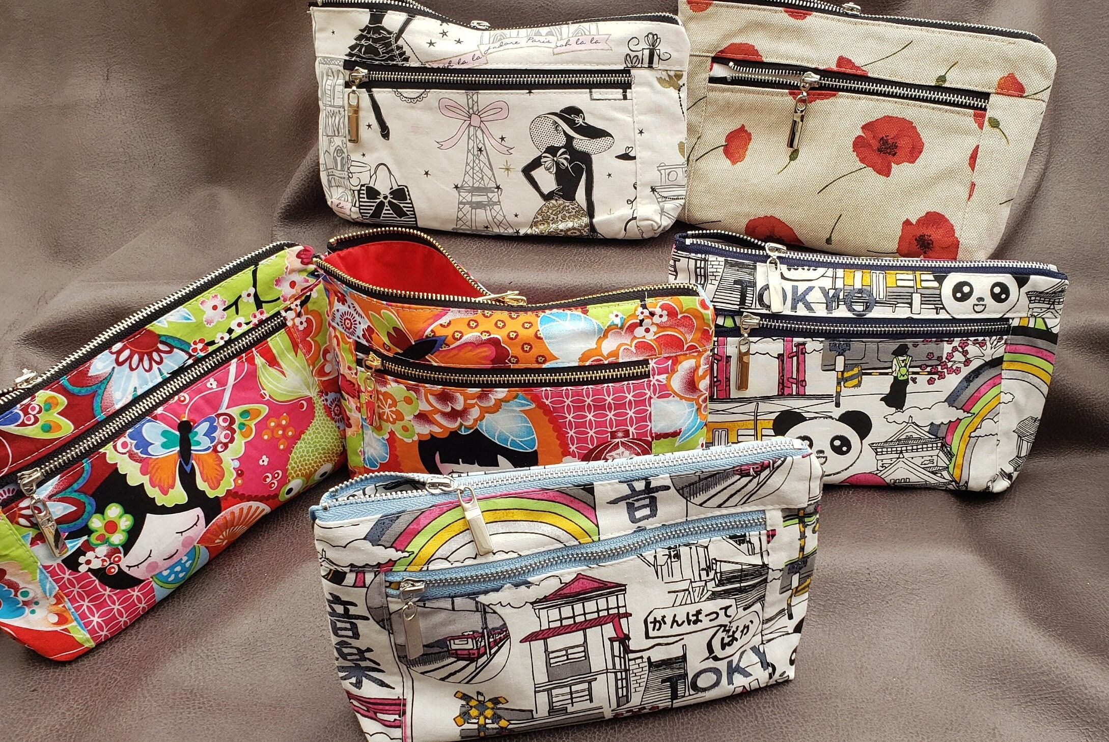 Porte-mouchoir En Lin : Imprimé Coquelicots Nordiques, Pochette