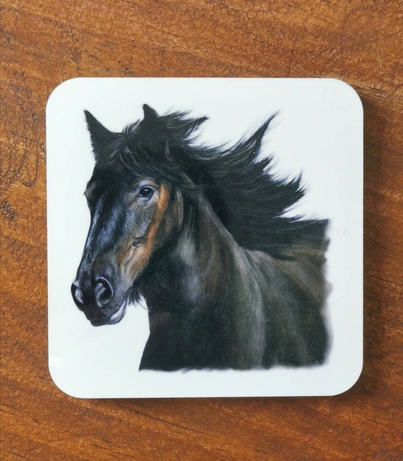 Art cork drinks coaster horse single
