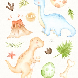 Dinosaur Watercolor Clip Art, T-rex, Safari Animal, Woodland Animals, Kids Clipart, Boho Clipart, Nursery Decor, Nursery Clipart, Tropical image 2