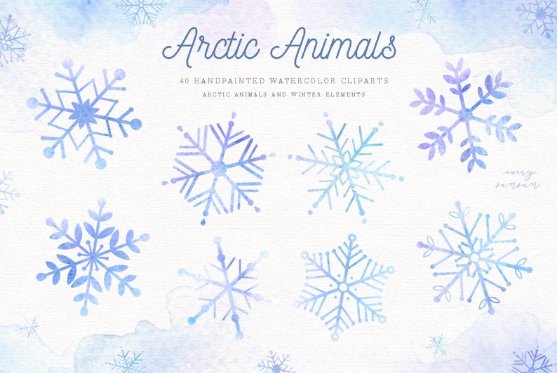 Arctic Animals Watercolor Clip Arts, Holiday Winter Set, Polar Animals, Woodland Animals, Nursery Decor, New Year, Greeting card, Christmas image 4