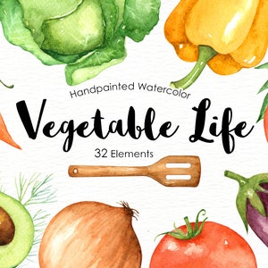 Vegetables Life Watercolor Cliparts, Veggies watercolor, Vegetable clip art, Organic, Culinary clipart, commercial use, digital Download