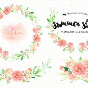 Summer Stacy Watercolor clipart, Romantic wedding, mint green, tender green branches, wedding invitation, peonies, rose flowers, DIY, floral image 2