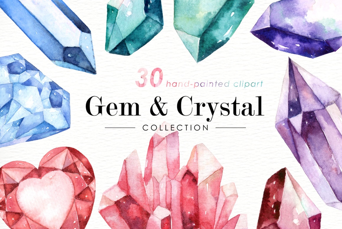 Gemstone Clipart, Heart Gemstones, Valentine's Day Clipart