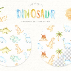 Dinosaur Watercolor Clip Art, T-rex, Safari Animal, Woodland Animals, Kids Clipart, Boho Clipart, Nursery Decor, Nursery Clipart, Tropical image 4