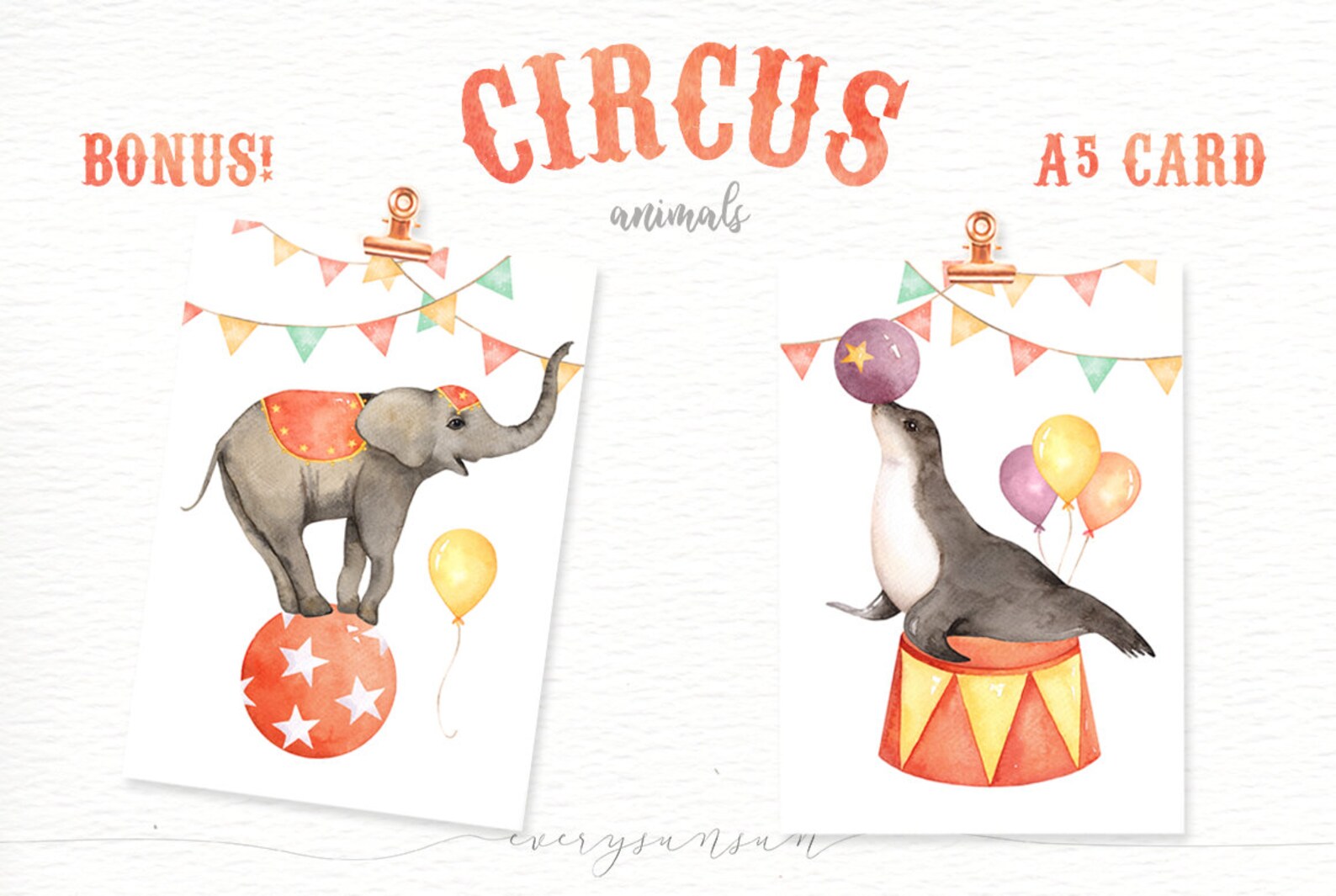 Circus Animals Watercolor clipart Nursery Prints Animals | Etsy
