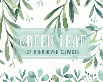 Green Leaf Watercolor clipart, watercolor flower, Watercolour Leaves, Leaf clipart, Wedding Clip Art, wedding invitation, wreath, green