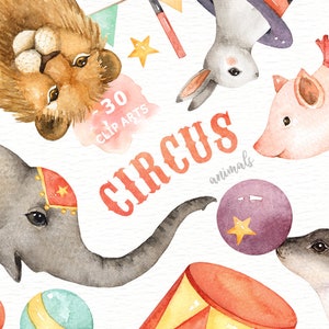 Circus Animals Watercolor clipart, Nursery Prints, Animals Nursery Art, Nursery Printables, Instant Download, Woodland Animals, Kids Art