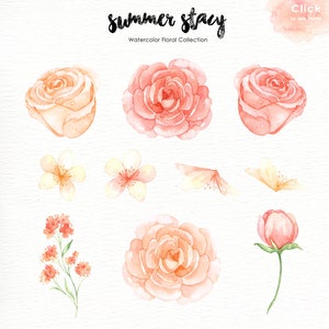 Summer Stacy Watercolor clipart, Romantic wedding, mint green, tender green branches, wedding invitation, peonies, rose flowers, DIY, floral image 4