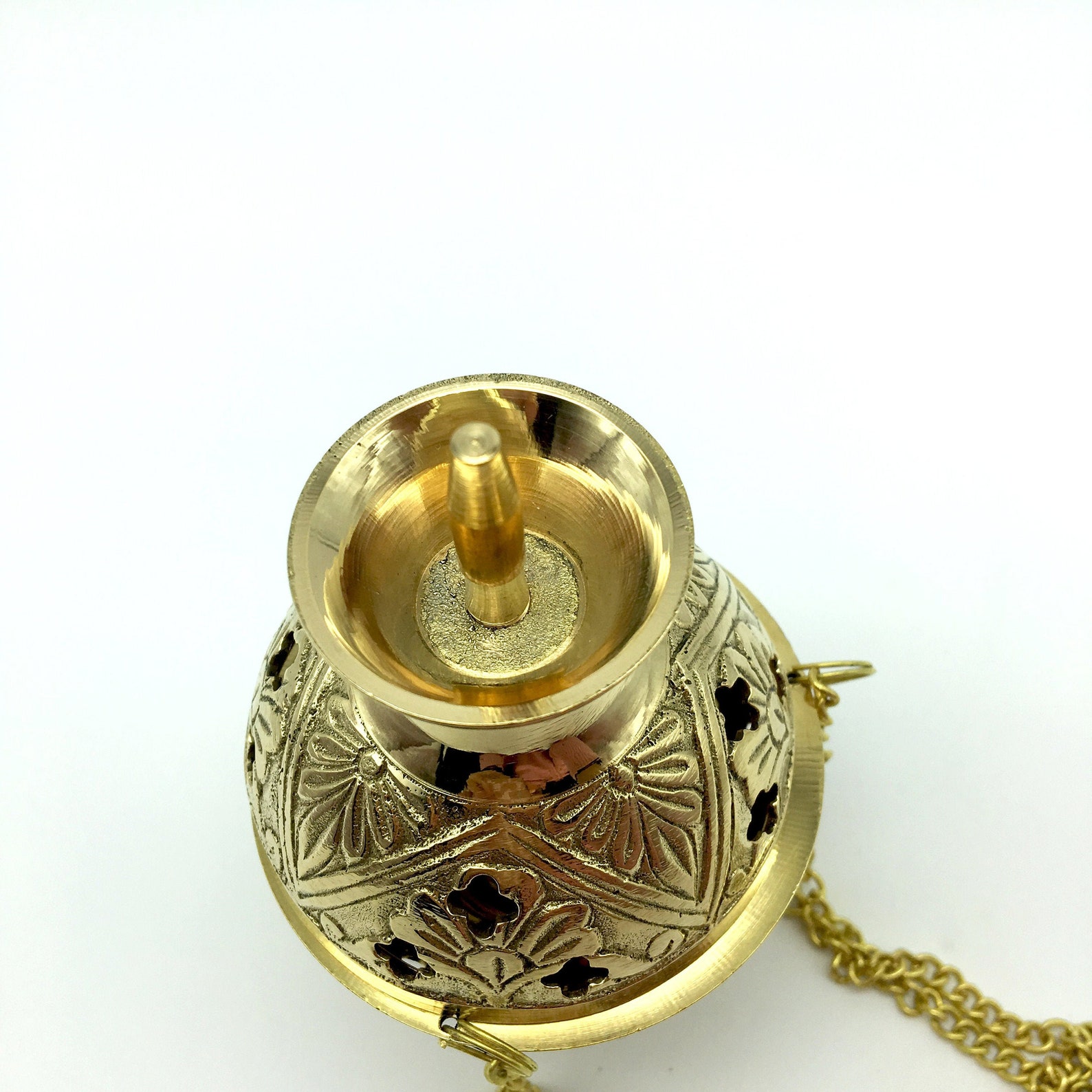 Brass Hanging Carved Censer Incense Burner 7 Last One Etsy