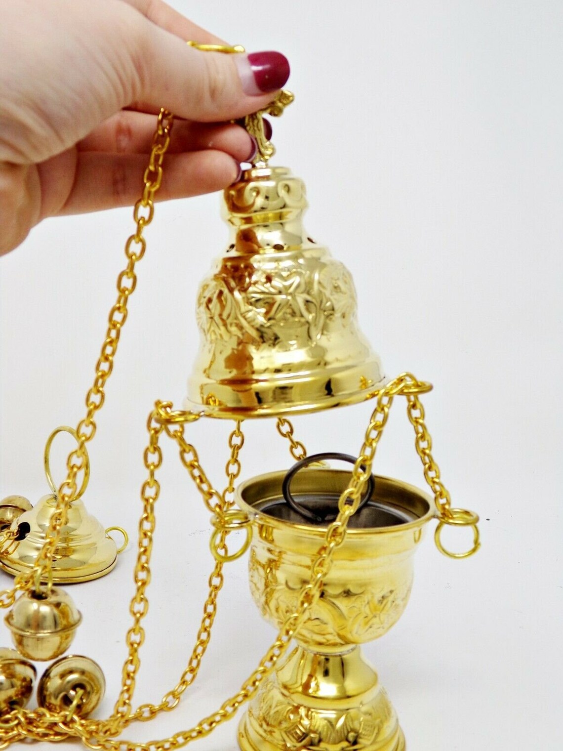 High Polished Brass Hanging Censer / Incense Burner With Bells Etsy