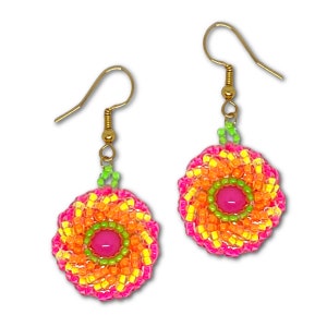 Seed Bead Chrysanthemum Flower Earring Pattern
