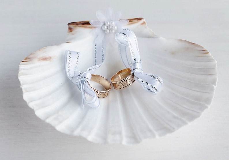 Natural Seashell Ring Holder Beach Wedding Ring Bearer Etsy