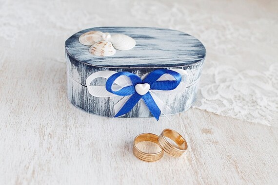 Blue Beach Wedding Ring Box Nautical Ring Bearer Exotic Etsy