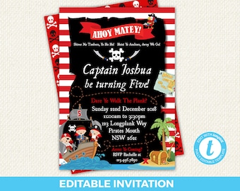 pirate invitations etsy
