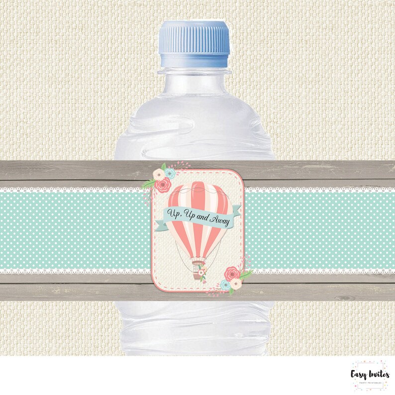 Hot Air Balloon Water Bottle Labels Hot Air Balloon Etsy