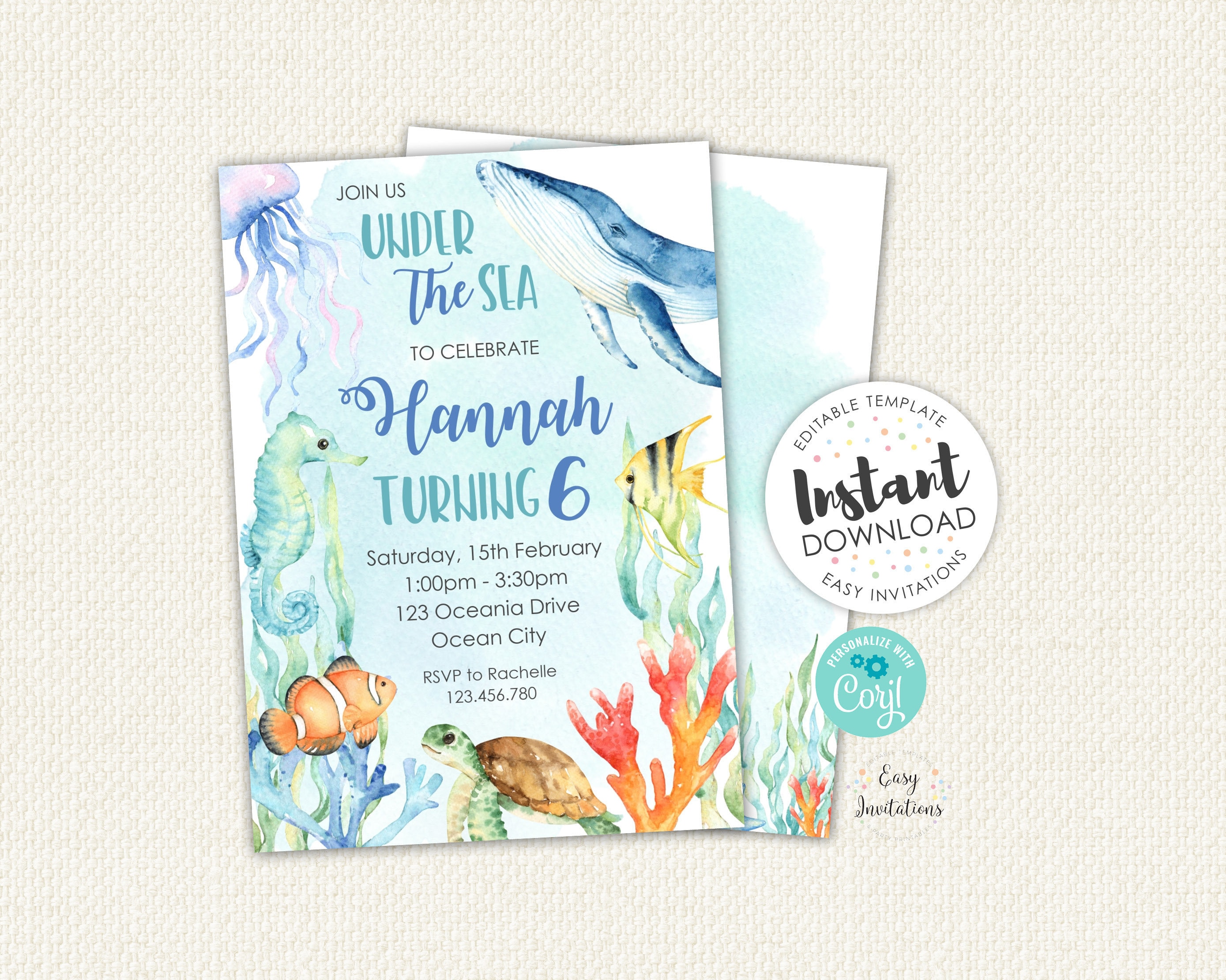 Editable Under The Sea Invitation, Under The Sea Invitation, editable…