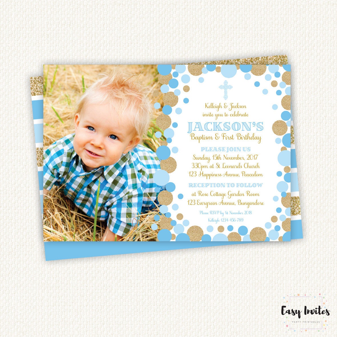 Baptism and Birthday Invitation 1st Birthday Invitation Boy - Etsy Australia