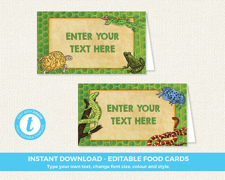 Reptile Food Labels Reptile Food Tent Reptile Food Signs | Etsy